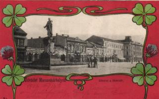 Marosvásárhely Main square, the shop of Márton Petelei, litho (b)