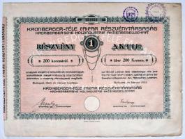Budapest 1911. "Accordo" Fakiviteli Részvénytársaág ideiglenes részvénye 200K-ról szelvény...