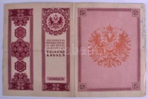 Ausztria/Bécs 1909. osztrák 4%-os "Staats Rente Obligation" 1000K-ról szelvényekkel T:hajt...
