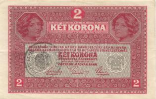 1902. 1000K piros "Deutschösterreich" és fekete román körbélyegzővel T:III + 1917. 2K román körbélyegzővel C:II