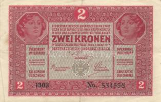 1902. 1000K piros "Deutschösterreich" és fekete román körbélyegzővel T:III + 1917. 2K romá...