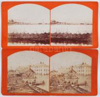 1876 2 db sztereofotó a budapesti árvízről (egyik Óbuda Hajógyár)