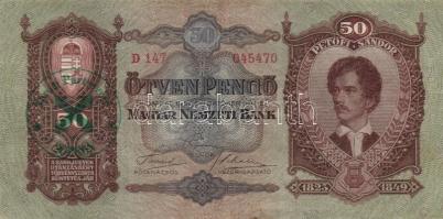 1930. 100P (2x) + 1932. 50P (2x) 3db "Városi Pártvezető Sopron" illetve "Parancsnokság Mattsee" és nyilaskereszt hamis felülbélyegzéssel T:II,III