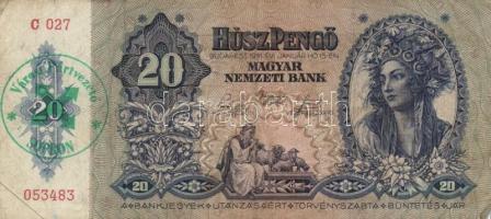 1930-41. 10P + 20P (3x) + 50P + 100P hamis "Városi Pártvezető Sopron" illetve nyilaskeresz...