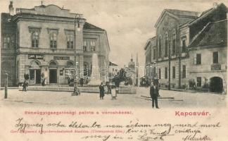 Kaposvár Pénzügyigazgatósági palota a városházzal, Lampl Rudolf és Humpola Emília üzletei (ázott / wet damage)