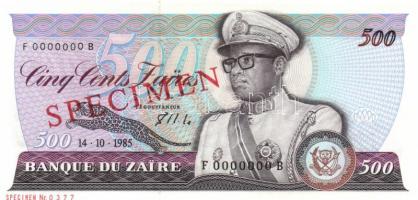 Zaire 1985. 500Z "SPECIMEN" felülnyomással + 1993. 1.000.000Z "SPECIMEN" felülnyomással T:I Zaire 1985. 500 Zaire "SPECIMEN" overprint + 1993. 1.000.000 Zaire "SPECIMEN" overprint C:Unc