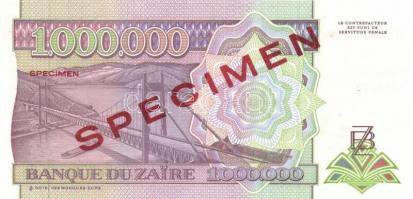 Zaire 1985. 500Z "SPECIMEN" felülnyomással + 1993. 1.000.000Z "SPECIMEN" felülny...