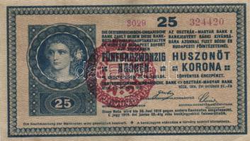 1918. 25K "3029" hullámos hátlap, hamis piros "Magyarország" bélyegzővel T:II fo.