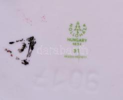 Hollóházi áttört kínáló kosár, kézzel festett, hibátlan, jelzett, m: 10 cm, h:25 cm