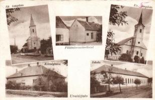 Uraiújfalu földművesszövetkezet, községháza, iskola, templomok (kis szakadás / small tear)
