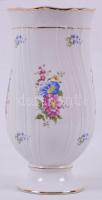 Hollóházi virágos váza, matricás, hibátlan, jelzett, m:21 cm / Hollohaza porcelain vase