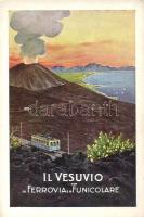 Vesuvius with funicular railway (small tear)