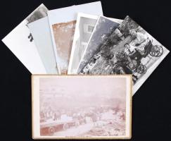 cca 1900-1910 Hintók, szekerek 9 db fotó és fotólap