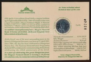 2005. 10Ft "József Attila" sorszámozott emléklapon T:1