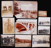 cca 1915 Hídépítő katonák 10 db fotó / Soldiers building bridges