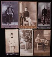 cca 1900 Katonai egyenruhák 6 db nagyobb keményhátú fotó