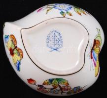 Herendi Viktória mintás szívecskés ékszeres doboz, kézzel festett, jelzett, hibátlan, 8×8 cm / Heren...