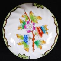 Herendi Viktória mintás ékszeres doboz, kézzel festett, jelzett, hibátlan, d:7 cm / Herend porcelain box