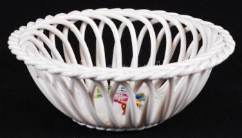 Kézzel festett, Viktória mintás Herendi porcelán hibátlan fonott kosárka. / 
Herend chinaware d: 14 ...