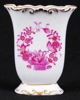 Kézzel festett, Indiai kosár mintás Herendi porcelán hibátlan mini váza. /  Herend chinaware vase d: 9 cm