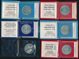1981. 100Ft "Bulgária 1300 éves" T:PP + 1983. 100Ft "Széchenyi István" T:BU + 1983. 100Ft "Czóbel Béla" T:BU (2x) + 1983. 100Ft "Simon Bolivár" T:BU (2x), 5db eredeti tokban és tanúsítvánnyal!