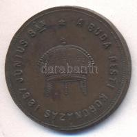 1867. "A Buda Pesti Koronázás / Éljen a Haza és Az Alkotmány" Br koronázási zseton T:2