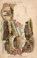 Csíkszereda with railway station and the bookshop of Márton Jakab litho