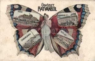 Hatvan pillangó, kastély, takarékpénztár, posta, cukorgyár gőzmalommal, polgári iskola