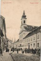 Nagyszombat Nagy Lajos utca, Milchspeiser Lázár és Manheim Jákob kereskedései / street, shop