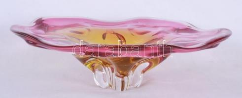 Nagy irizáló üveg fújt tál, hibátlan, d:34 cm / iridescent cyrstal bowl