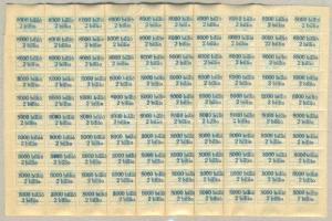 1946 8000 billió p biztosítási bélyeg teljes 100-as ív