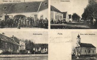 Pula Hangya szövetkezet, grófi kastély, római katolikus templom (fa)