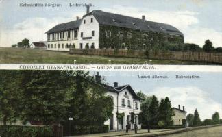 Gyanafalva Schmidt's leather factory, railway station