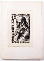 Varga Nándor Lajos: 12 ex libris. Bp., 1970, Képcsarnok Vállalat. 6db fametszet és 6db rézmetszet, jelzett, 18/100. számozott példány, kiadói mappában, 22x16cm