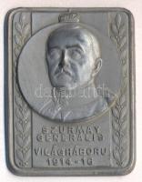 Osztrák-Magyar Monarchia 1914-1916. "Szurmay Generális - Világháború" horgany sapkajelvény (40x30mm) tű nélkül T:2 Austro-Hungarian Monarchy 1914-1916. "General Szurmay - World War" zin cap badge (40x30m) without pin C:XF