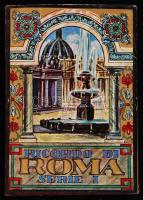 cca 1900 Ricordo di Roma, serie I. Róma leporelló kiadói aranyozott, illusztrált kartonkötésben, térképpel, többnyelvű leírásokkal /  Rome leporello in hardcover with map and descriptions