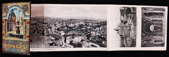 cca 1900 Ricordo di Roma, serie I. Róma leporelló kiadói aranyozott, illusztrált kartonkötésben, tér...
