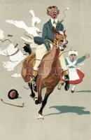 Horse rider and clothesline, humour