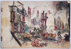 Hans Liska: Skizzenbuch. II. világháborús skiccek. Kötés, címlap hiányzik /  World War II drawings, cover and title page missing