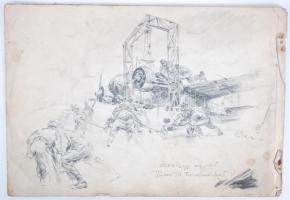 Hans Liska: Skizzenbuch. II. világháborús skiccek. Kötés, címlap hiányzik / 
World War II drawings, ...