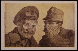 cca 1920 Lázár Oszkár (1890-?) festő, grafikus aláírt autográf nyilatkozata "Kommunista hymnus&...