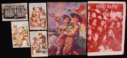 Cserkész tétel: Pesti Napló és Képes vasárnap Jamboree különszám + 4 cserkész képeslap