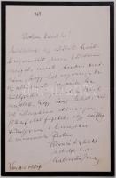 1915 Kálmán Imre (1882-1953) zeneszerző autográf, aláírt levele Bárd Ferencnek címezve, kiadással kapcsolatos témában