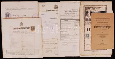 13 db régi okmány, nyomtatvány