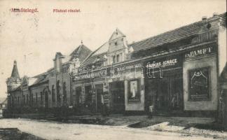 Mezőtelegd Main street, the shops of Ferenc Lindenfeld and Ignác Farkas, funeral shop