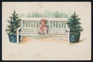 23 db régi, vegyes témájú motívumlap: üdvözlőlapok, hölgyeket, gyerekeket ábrázoló motívumlapok, fes...