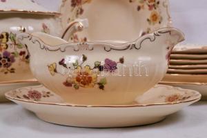 Zsolnay pillangó mintás étkészlet, kézzel festett, hibátlan, jelzett, összesen: 25 db/ Zsolnay dinne...