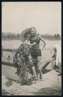 Balaton strandélet 9 db régi fotó képeslap