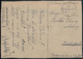 Hungarian military, handmade postcard from WWII, using the canvas of a fell down Russian airplane / Magyar saját készítésű katonai lap a második világháborúból, felhasználva egy lelőtt orosz repülőgép vásznát (fa)