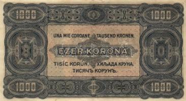 1923. 1000K T.W. nyomdahely jelöléssel és "8 FILLÉR - NYOLC FILLÉR" felülnyomással T:III
